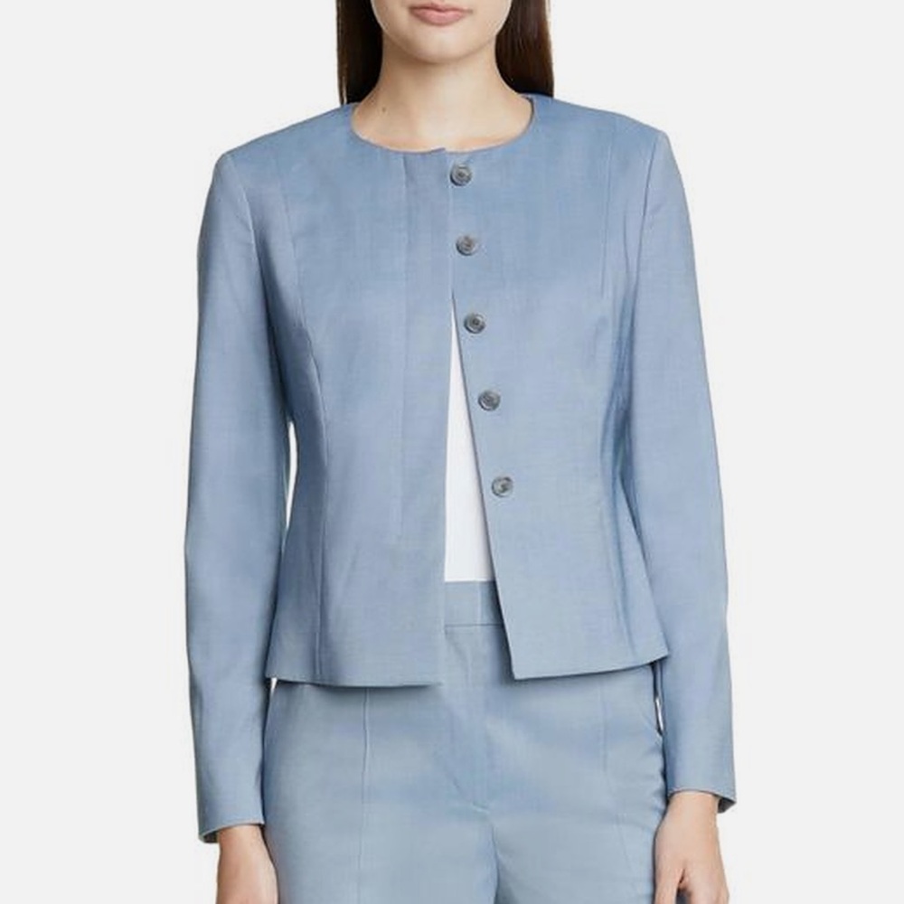 EUC Hugo Boss Javilla Zircon Blue Tailored Blazer Virgin Wool